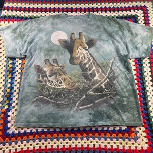 Vintage 90s The Mountain Giraffe Tie Dye T-Shirt Nature Wildlife Animal L